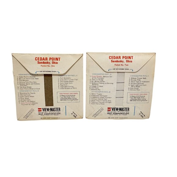 Rare 1976 GAF ViewMaster Cedar Point Packet A598 & A604 Reels - Picture 2 of 6